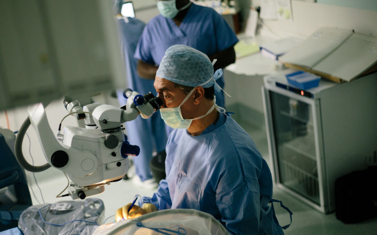 Cataract surgery being performed at the Royal Eye Unit Kingston Hospital